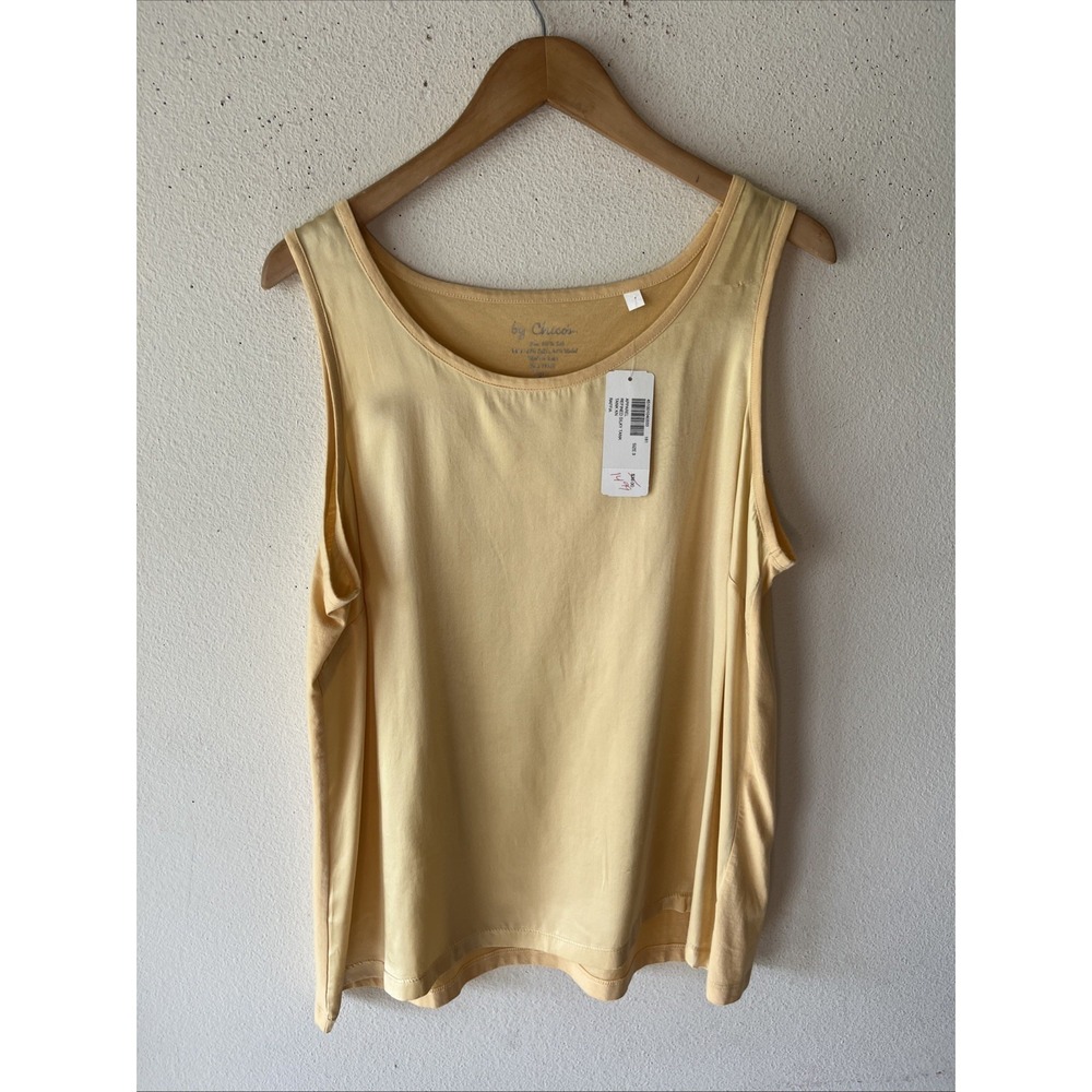 Chico's silk Blend Yellow tank sleeveless top Feminine Luxury Basic New US 3/XL